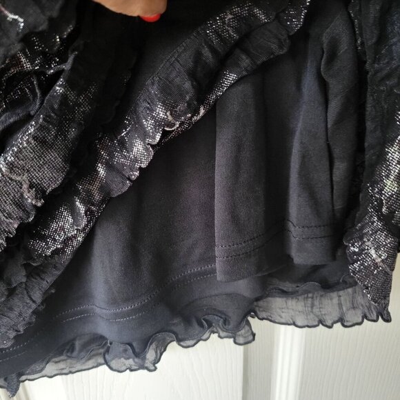 SANA HASHMAT COUTURE Black Metallic Tiered Maxi Skirt High Waisted- One Size - Picture 5 of 9